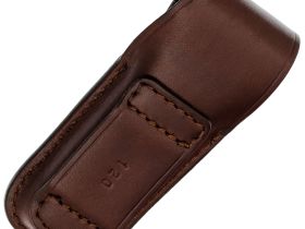 Чехол для складного ножа на пояс, 120 мм, кнопка, коричневый