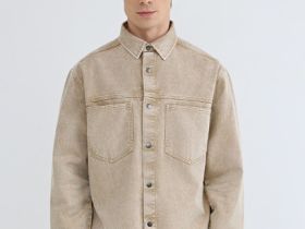 Куртка-рубашка из твила с карманами, Бежевый