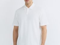 Поло из текстурной хлопковой ткани, Белый