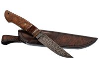 Авторский нож Ворон, сталь мозаичный дамаск, подарочная шкатулка