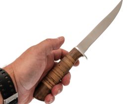 Нож филейный Пескарь, сталь 65х13, рукоять береста