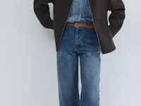 Широкие джинсы с высокой посадкой и ремнем, Синий