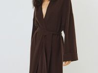 Удлинённый кардиган с поясом, Коричневый