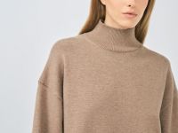 Джемпер с воротником-стойкой, Коричневый