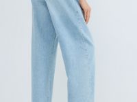 Джинсы Баррел из плотного денима, Голубой