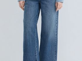 Широкие джинсы с ремнём, Синий