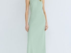 Приталенное платье из тенселя с расклешенной юбкой, Зеленый