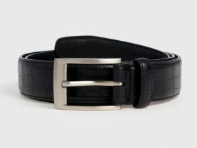 Ремень c фактурой под крокодила, Черный
