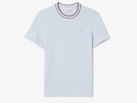 Мужская футболка Lacoste с воротником в полоску из эластичного хлопка
