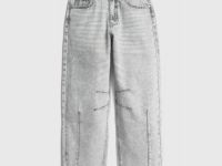 Джинсы объёмного кроя для девочек, Серый