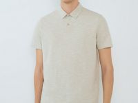 Поло из текстурированной ткани, Бежевый