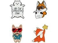 Набор металлических значков MESHU "Funny company", эмаль, 4 шт