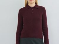 Джемпер с воротником поло, Фиолетовый