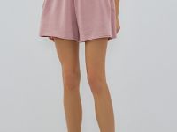 Шорты из футера с эффектом стирки, Розовый