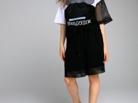 Комплект трикотажный для девочек: фуфайка (футболка), шорты