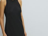 Платье макси из сатина, Черный