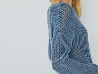 Ажурный укороченный джемпер, Синий