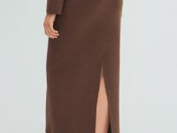 Вязаная юбка миди, Коричневый