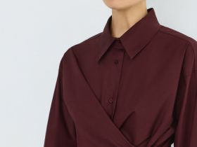 Асимметричная рубашка из хлопка, Фиолетовый