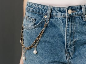 Широкие джинсы Wide leg с обвесом, Синий