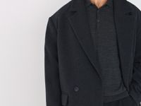 Удлинённое двубортное пальто из шерсти, Серый