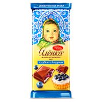 Шоколад «Алёнка», вкус голубика с йогуртом, Красный Октябрь, 87гр.