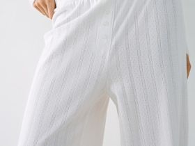 Пижамные брюки из ажурного трикотажа, Белый