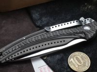 Складной нож CRKT Ripple Grey Combo, сталь Acuto 440, рукоять нержавеющая сталь 420J2