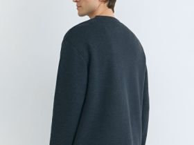 Свитшот с вырезом хенли, Синий