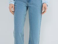 Прямые джинсы с высокой посадкой, Голубой