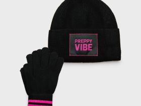 Комплект трикотажный для девочек: шапка, перчатки