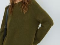 Вязаное платье из пряжи с шерстью, Зеленый