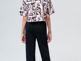 Комплект трикотажный для девочек: фуфайка (футболка), брюки