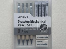 Набор 11 предметов Languo, (карандаши мех.0,7 мм, грифели, ластики)