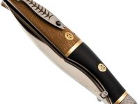 Складной нож Reptilian Трапёр-01 лимитированная версия, сталь D2, рукоять черный G10/коричневая микарта