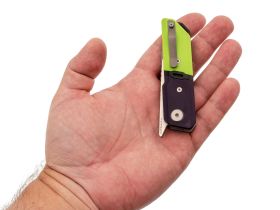 Складной нож Maxace Capsule-2, сталь 10CR15COMOV, рукоять G10, фиолетовый/зеленый