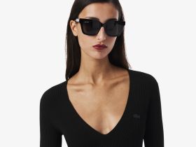 Длинное бесшовное платье Lacoste с боковым вырезом и длинным рукавом