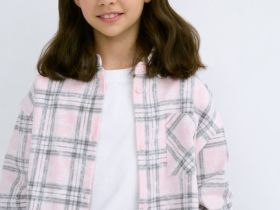 Рубашка в клетку для девочек, Розовый