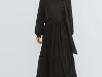 Шифоновая блузка с шарфом, Коричневый