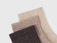 Носки в рубчик, 3 пары, Бежевый
