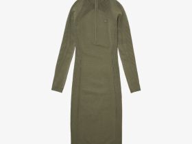 Женское облегающее длинное платье Lacoste на молнии с длинным рукавом