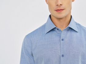 Рубашка из структурной ткани, Синий