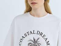 Футболка с цветочным принтом, Бежевый