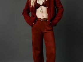 Прямые брюки из искусственной замши, Оранжевый