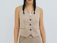 Жилет из искусственной замши, Бежевый