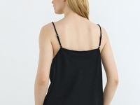 Топ изо льна на бретелях, Черный