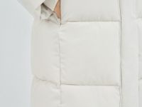 Длинный стёганый пуховик с капюшоном, Бежевый