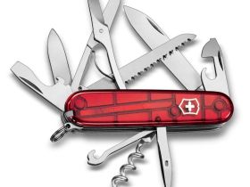 Нож перочинный Victorinox Huntsman, сталь X55CrMo14, рукоять Cellidor®, полупрозрачный красный, 15 функций, 91мм