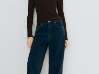 Джемпер поло из пряжи с модалом, Коричневый