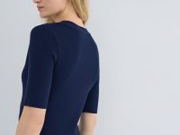 Вязаное платье с V-вырезом, Синий